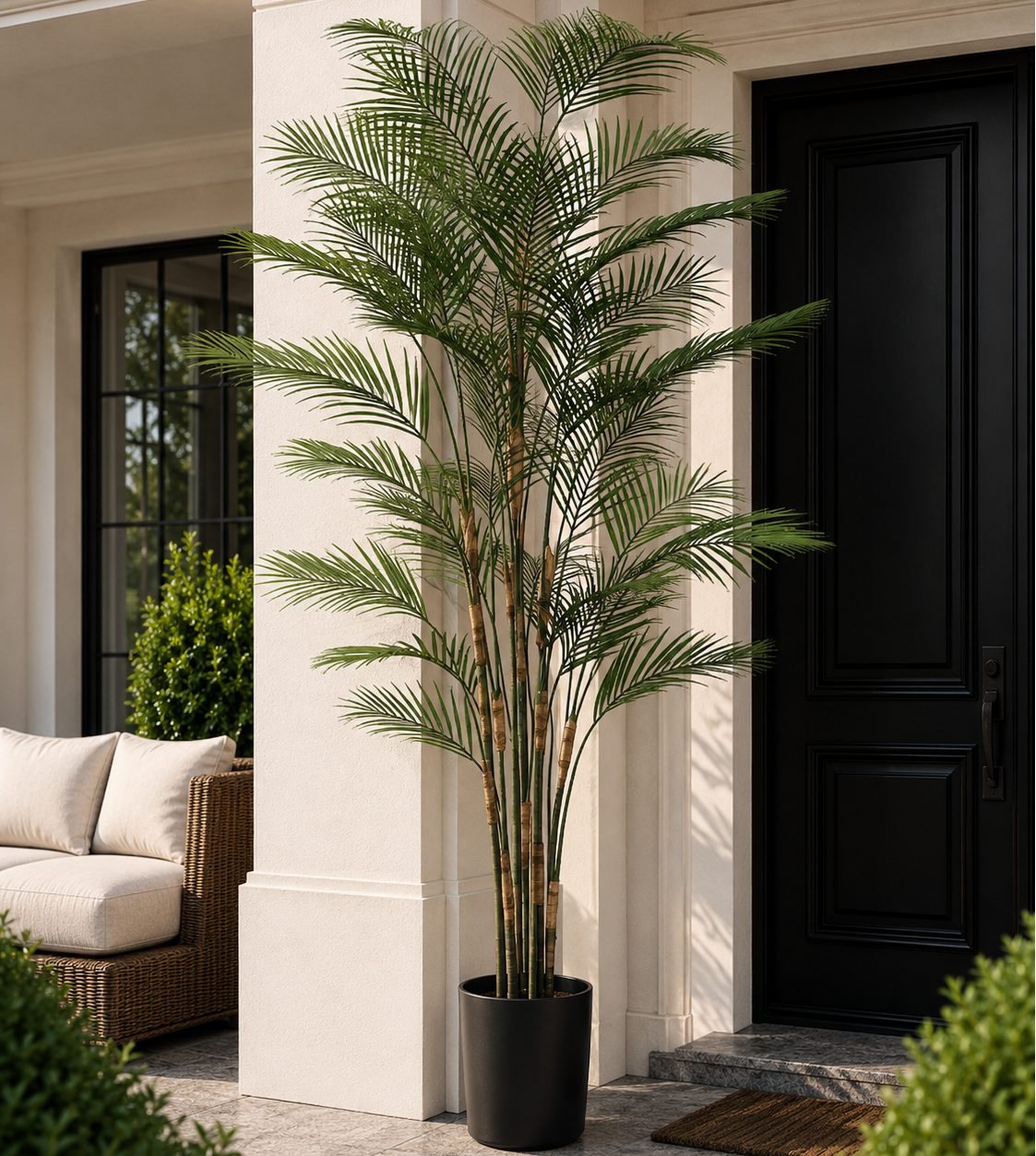 7ft Artificial UV Palm Tree with realistic green fronds in pot