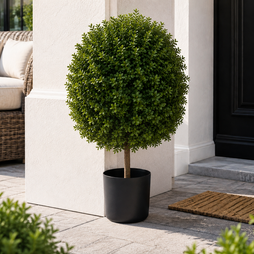 Artificial UV Boxwood ball topiary tree 2ft 9in with dense green foliage and UV protection